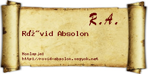 Rövid Absolon névjegykártya